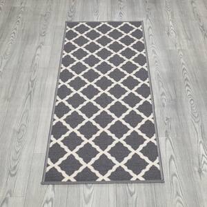 Glamour Collection Non-Slip Rubberback Moroccan Trellis Design 2x5 Indoor Runner Rug, 1 ft. 8 in. x 4 ft. 11 in., Gray