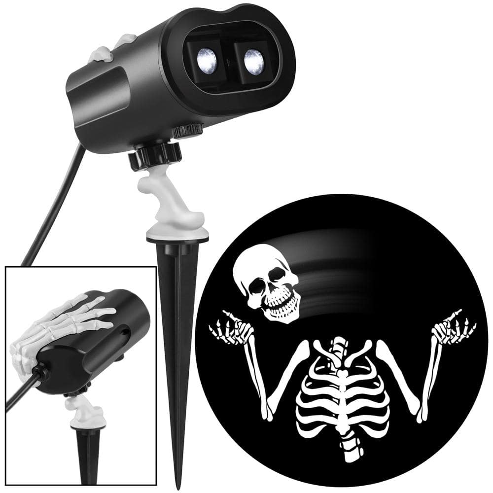 LightShow Halloween White Grimmotion Skeleton with Moving Head ...