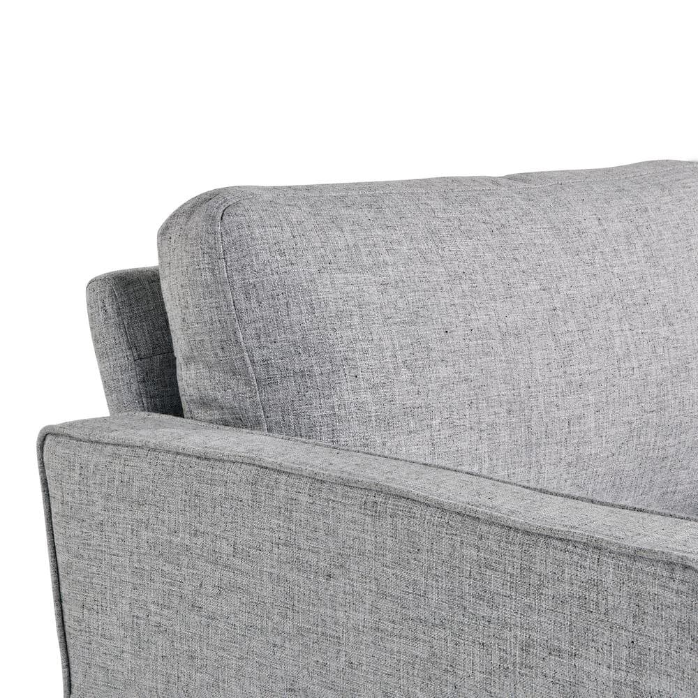 Light Gray Tufted Fabric Accent Chair with Wood Legs