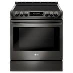 6.3 cu. ft. Smart Slide-In Electric Range with ProBake Convection, Induction & Self-Clean in Black Stainless Steel