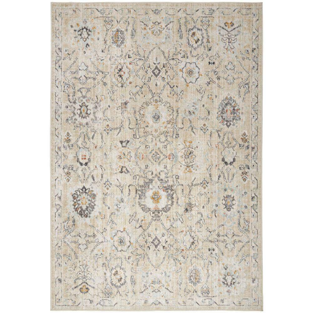 Handmade Cream Rectangular Synthetic Easy Care Rug 5' x 7'