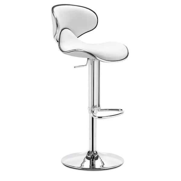 ZUO Fly Adjustable Height White Cushioned Bar Stool