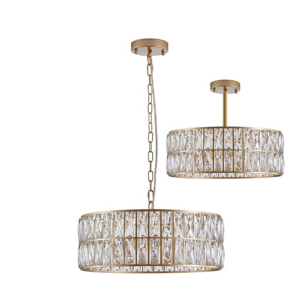 6-Light Gold Crystal Chandelier Pendant Lighting for Dining Room Kitchen