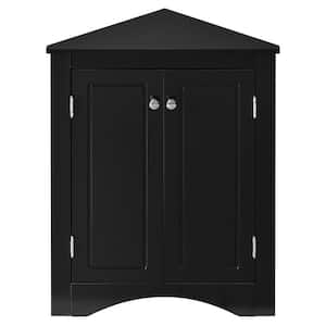 17.2 in. W x 17.2 in. D x 31.5 in. H Black Freestanding Triangle Linen Cabinet with Adjustable Shelves in Black