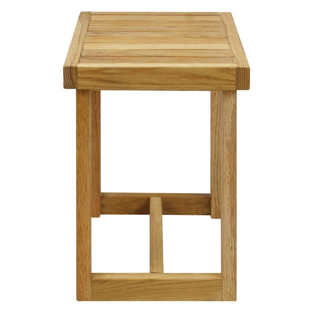 18" Natural Oak Wood Shower Bench with Slatted Seat