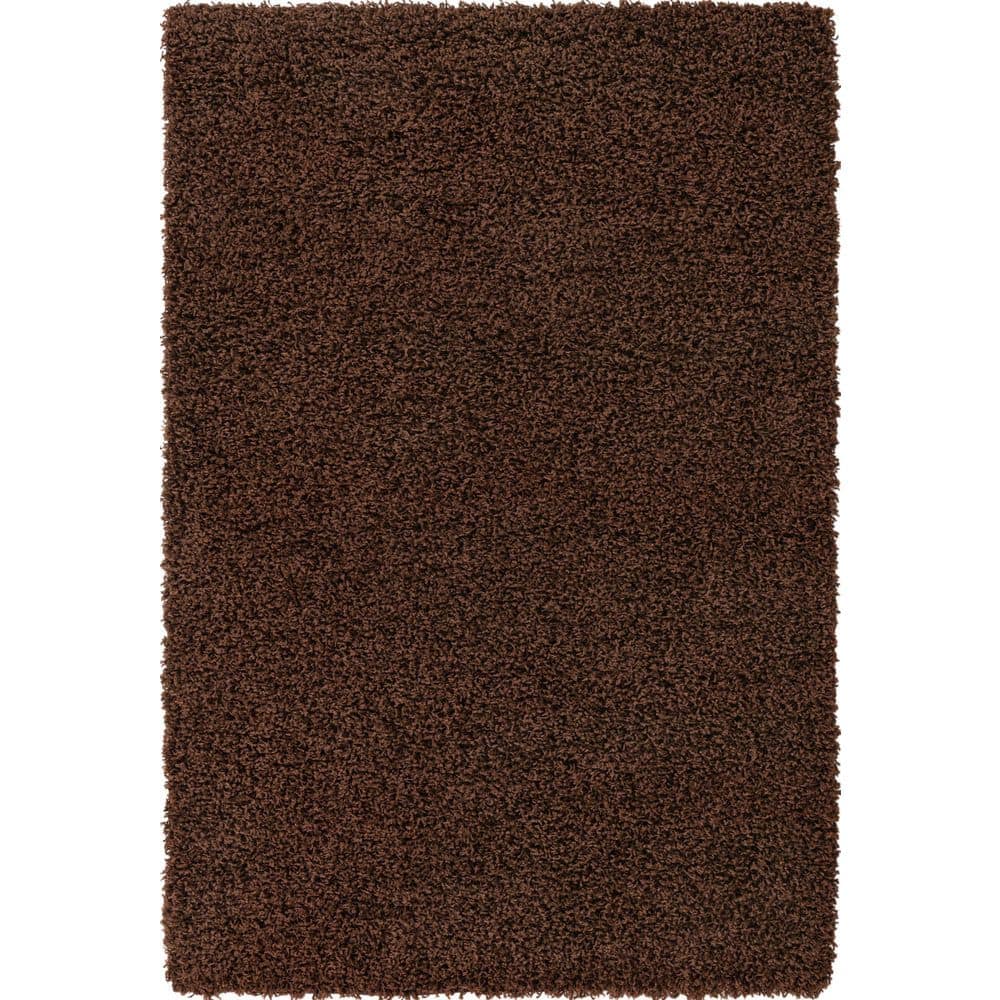 Chocolate Brown 4' x 6' Solid Shag Area Rug