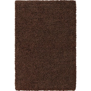 Solid Shag Chocolate Brown 4 ft. x 6 ft. Area Rug