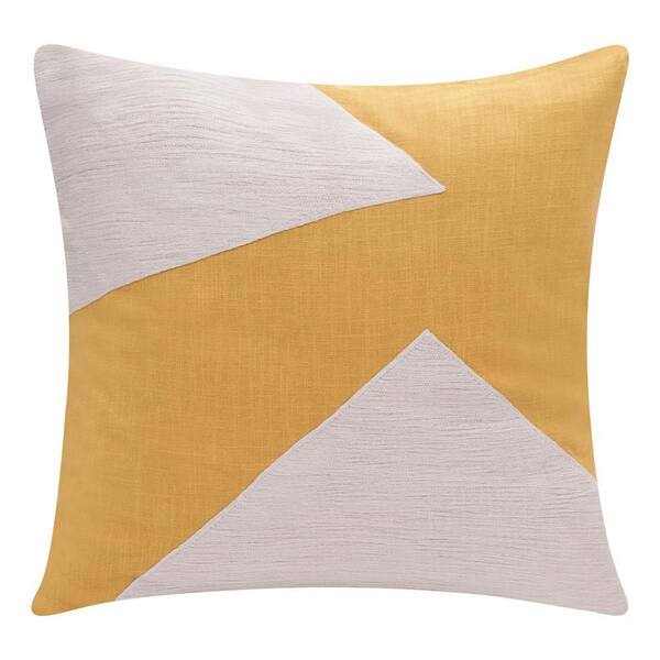 HomeRoots Yellow and Ivory Abstract Polyester 24 in. x x 24 in. Throw Pillow