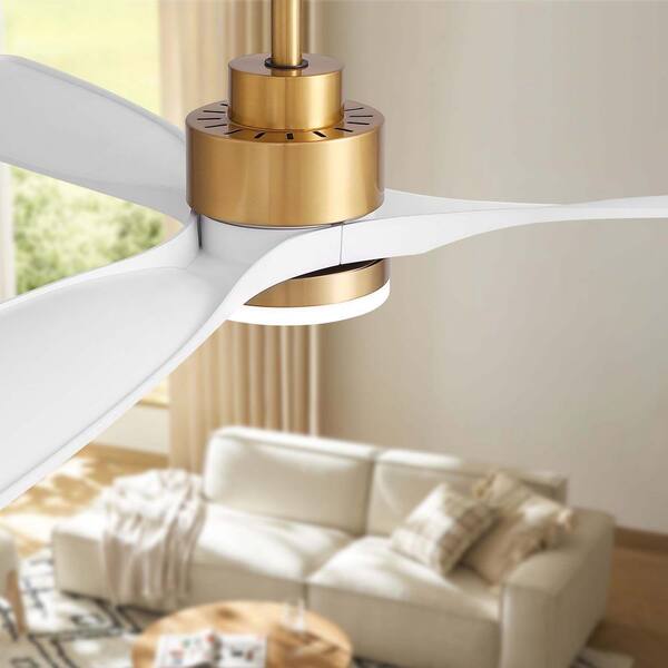 Pacific Core 52 in. Smart Indoor White and Gold Low Profile