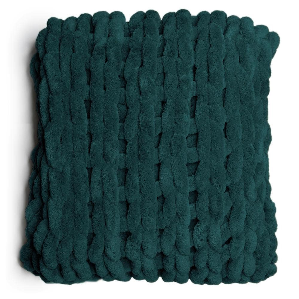 Plush Peacock Chenille Knitted Reversible Throw, 50" x 40"