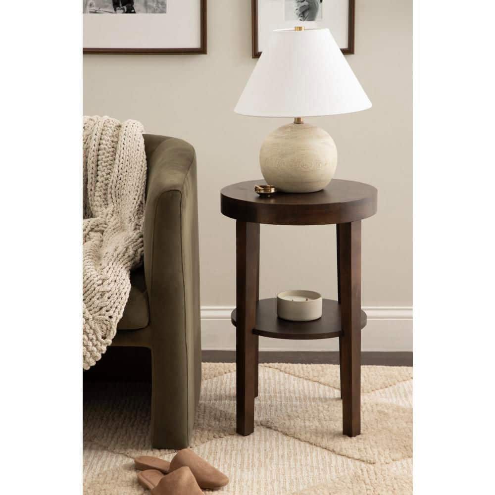 Talcott 16 in. Dark Brown Round Solid Wood End Table - thumbnail 9