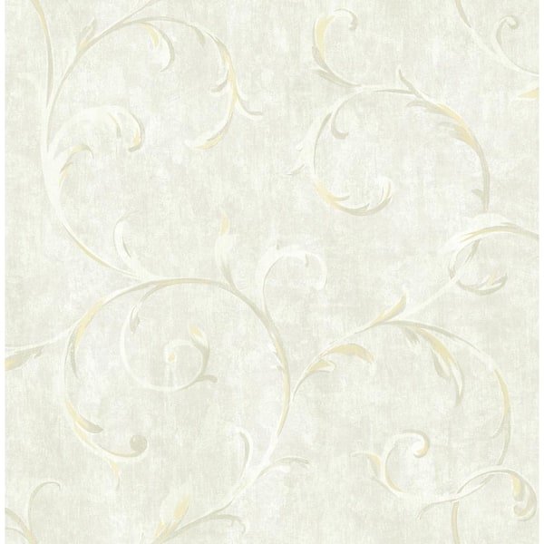 Seabrook Designs Scroll Leaf Ironwork Metallic Gold and Light Greige Paper Strippable Roll (Covers 56.05 sq. ft.)