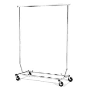 Silver Iron Adjustable Garment Clothes Rack Single Rod 75 in. W x 70 in. H