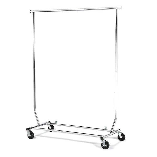 Unbranded Silver Iron Adjustable Garment Clothes Rack Single Rod 75 in. W x 70 in. H