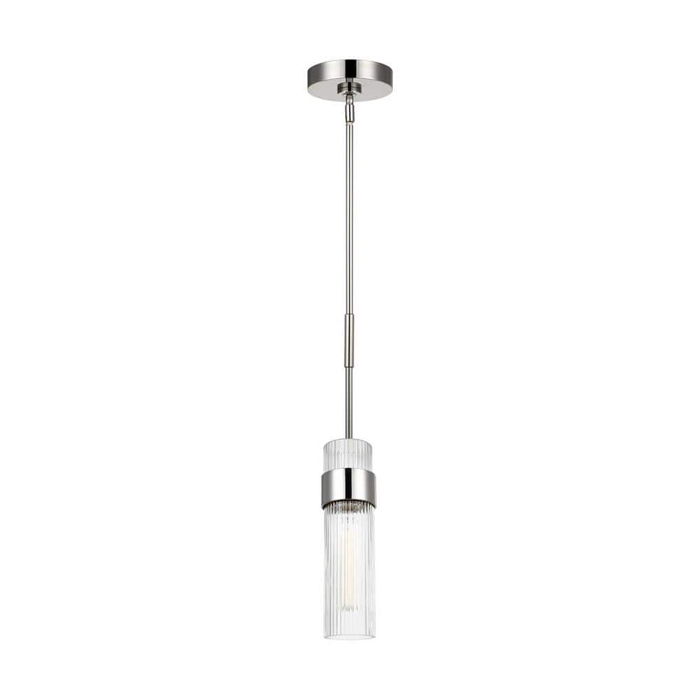 Geneva Polished Nickel Glass Cylinder Pendant Light
