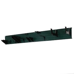 8 in. H x 64 in. W Garage Tool Storage Lawn and Garden Tool Organizer Rack with Green Metal Peg Board and Black Hook Set