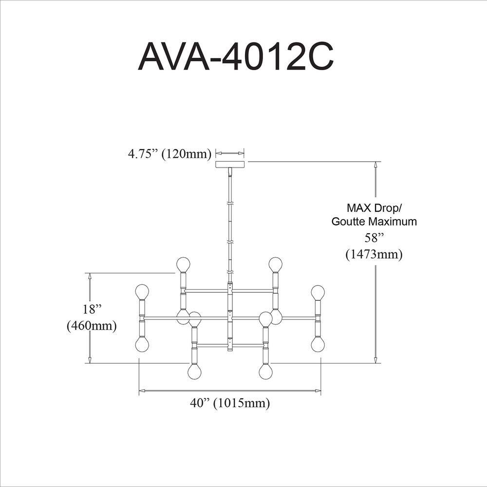 Ava Modern 12-Light Black Drum Chandelier with Dimmable Incandescent Bulbs