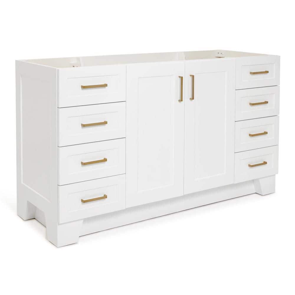 Taylor 60'' White Freestanding Single Vanity with Brass Hardware