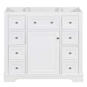 36 in. W x 18 in. D x 33 in. H Bath Vanity Cabinet without Top in White with 6-Drawers and Door Storage Shelf