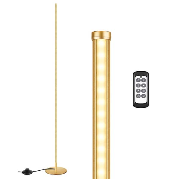 EDISHINE 57.5 in. Gold 1-Light Smart Dimmable Modern Column Standing Floor Lamp for Living Room with Remote