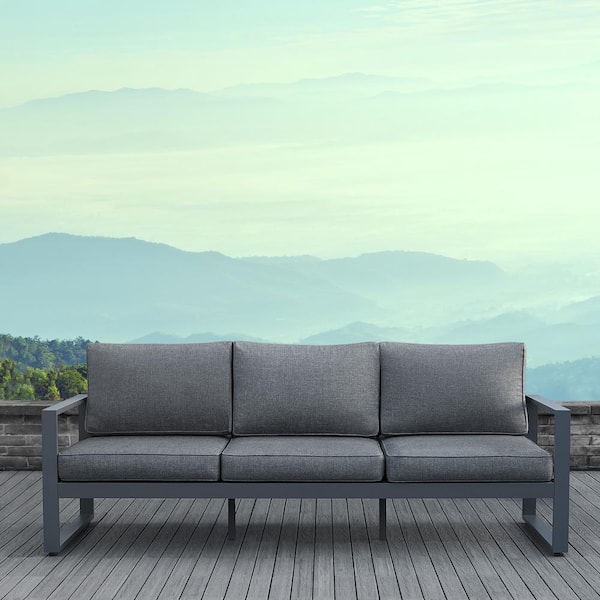 Baltic Gray Aluminum Outdoor Sofa with Gray Cushions
