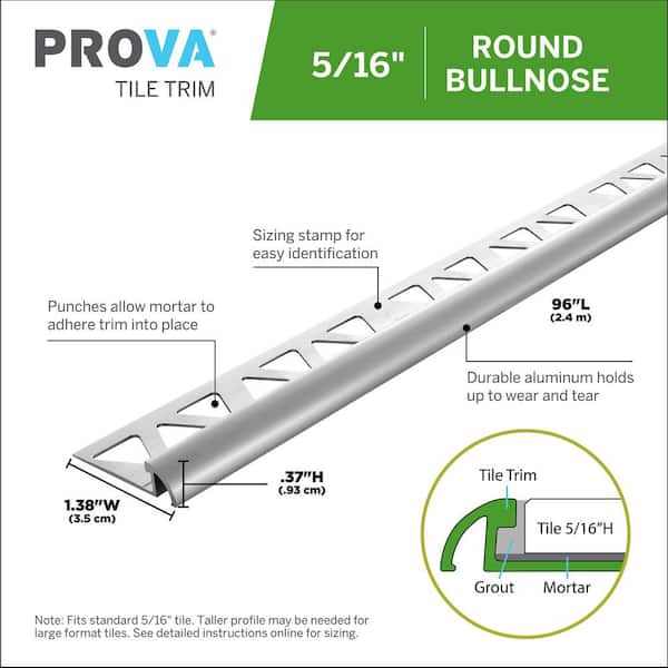 Bright Clear 1.38 in. W x 96 in. L Aluminum 5/16 in. Bullnose Trim