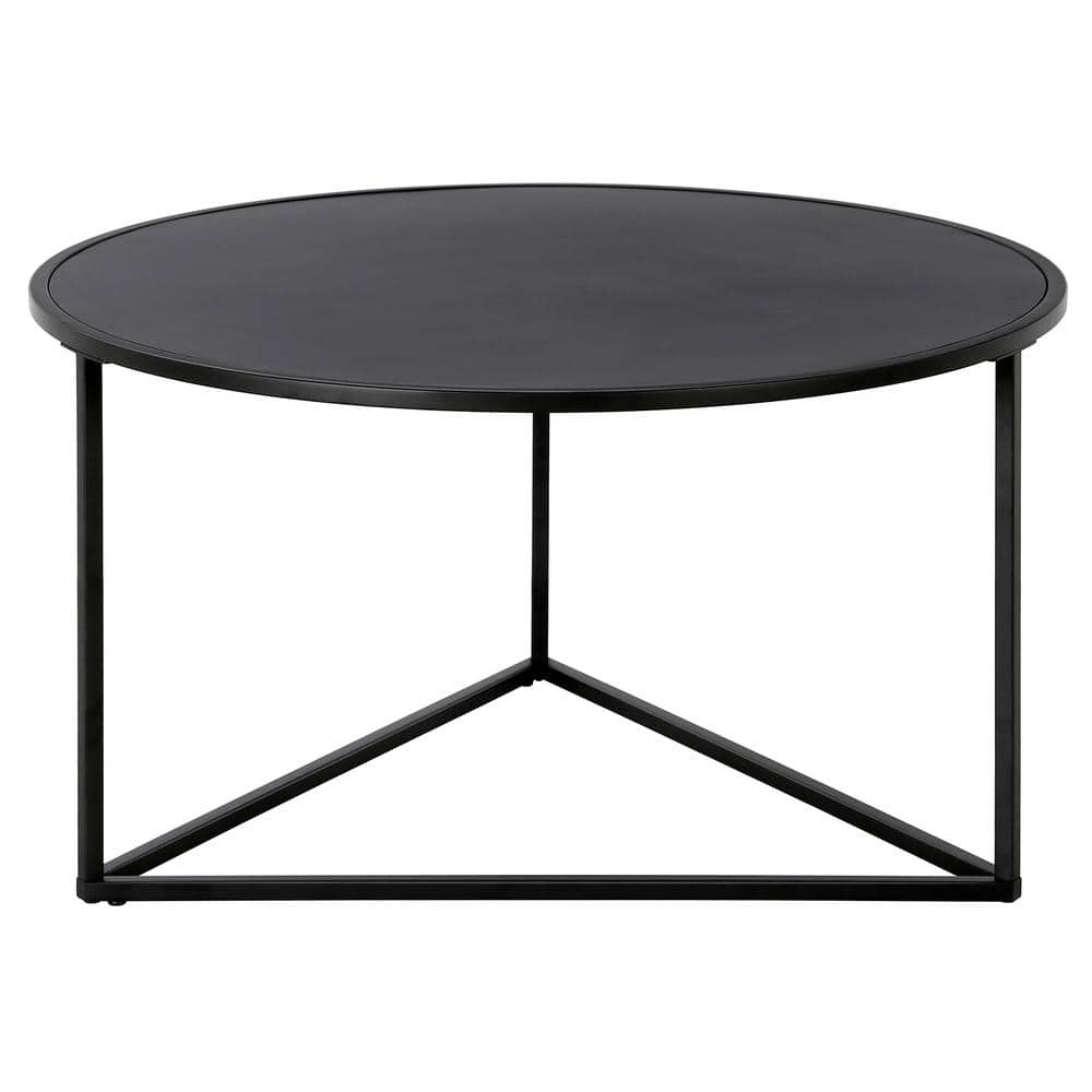 Scandinavian Minimalist Blackened Bronze Metal Round Coffee Table