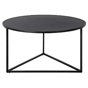 Jenson 33 in. Blackened Bronze Round Metal Top Coffee Table with Storage