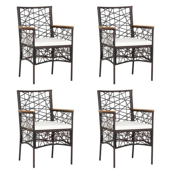 HONEY JOY Wicker Outdoor Dining Chairs Patio Rattan Armchairs with