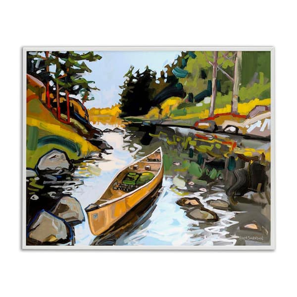 Canoe Through River by Adam Swanson White Framed Nature Giclee Art Print 11 in. x 14 in.
