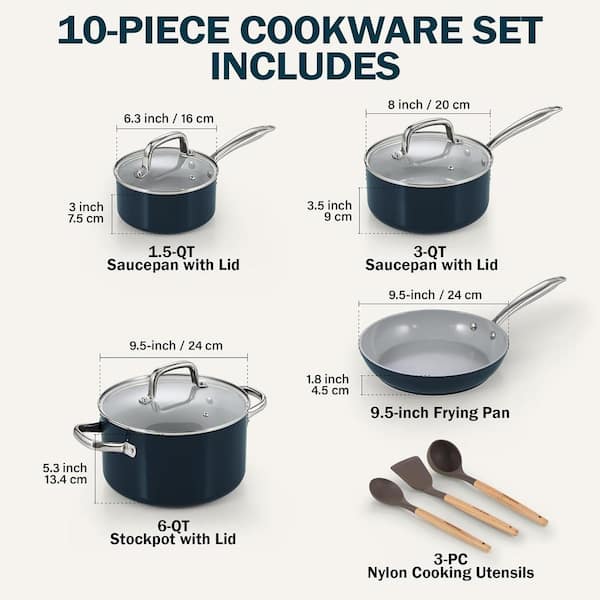 Cook N Home 10-Piece Hard Anodized Aluminum Nonstick Healthy