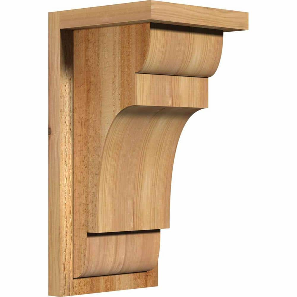 Ekena Millwork 8 in. x 8 in. x 16 in. Western Red Cedar New Brighton Rough Sawn Corbel with Backplate