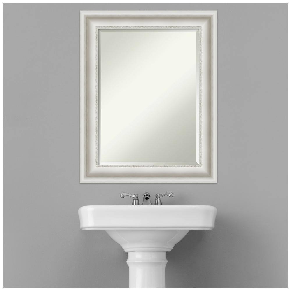 Amanti Art 24"x30" Parlor Framed Bathroom Vanity Wall Mirror White: Modern Rectangle, No Assembly Required
