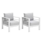 SUNVIVI Ergonomic Aluminum Outdoor Lounge Chair with Light Gray Cushion ...