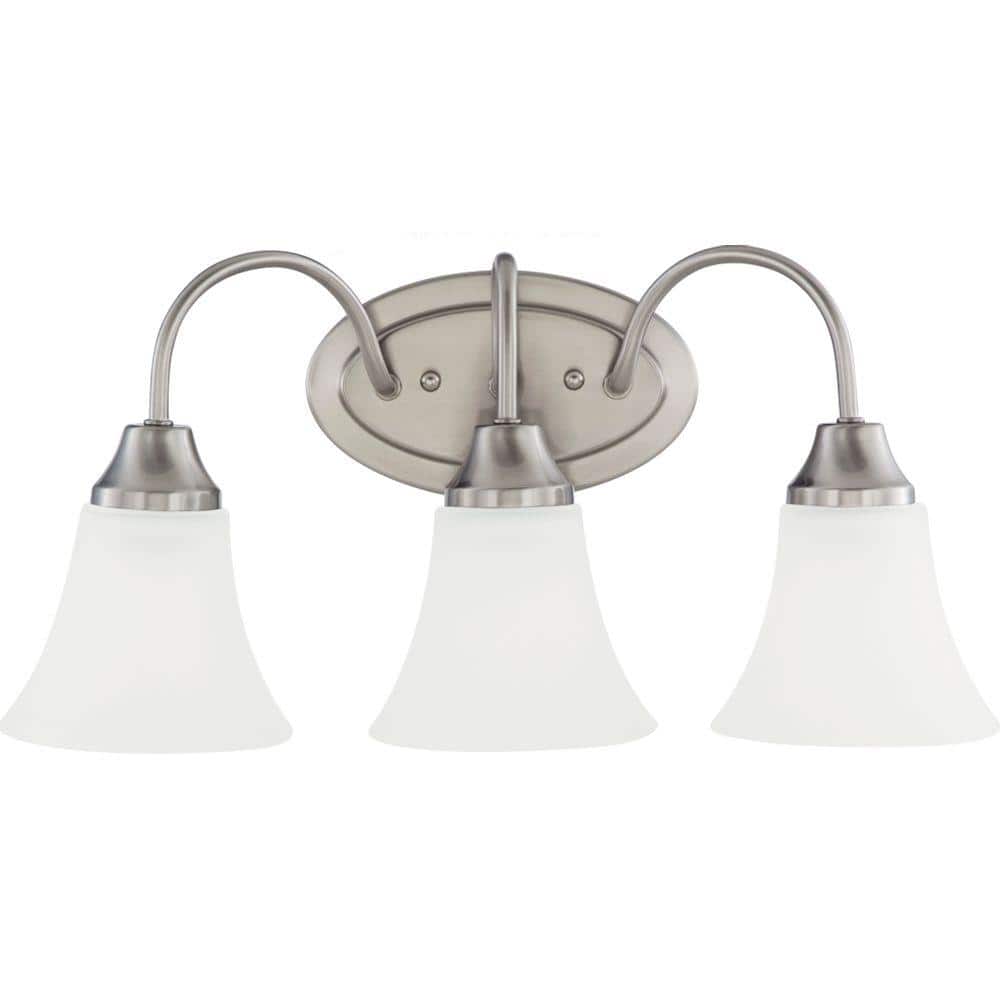Holman 18 in. 3-Light Brushed Nickel Traditional Classic Wall Bathroom Vani