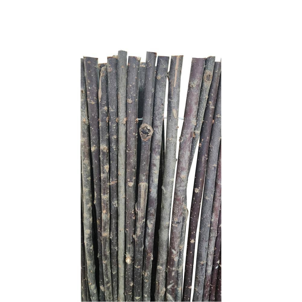 Large Dark Brown Willow Pole Garden Fence 6 ft. H x 6 ft. W