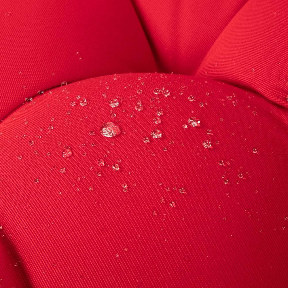 Red Polyfiber Tufted Patio Chair Cushion with Ties