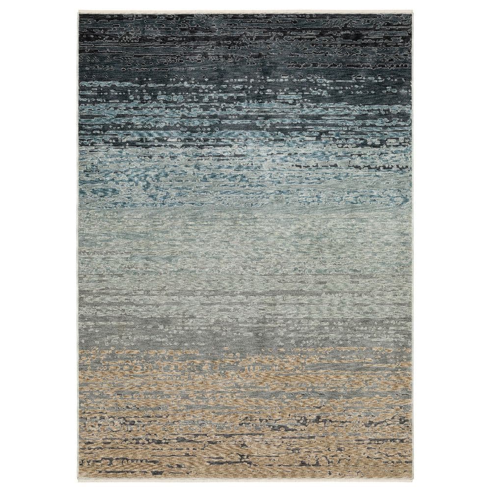 Eclipse Blue/Beige Doormat 3 ft. x 5 ft. Ombre Modern Abstract Polyester Fringe-Edge Indoor Area Rug price history on PriceWatchPro