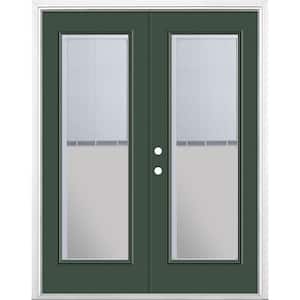 60 in. x 80 in. Conifer Steel Prehung Right-Hand Inswing Mini Blind Patio Door in Vinyl Frame with Brickmold