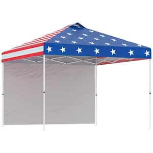 10 ft. x 10 ft. Multi-Colored Pop Up Canopy Tent with 1 Sidewall, Carry Bag, Adjustable Height, Instant Shelter Tent