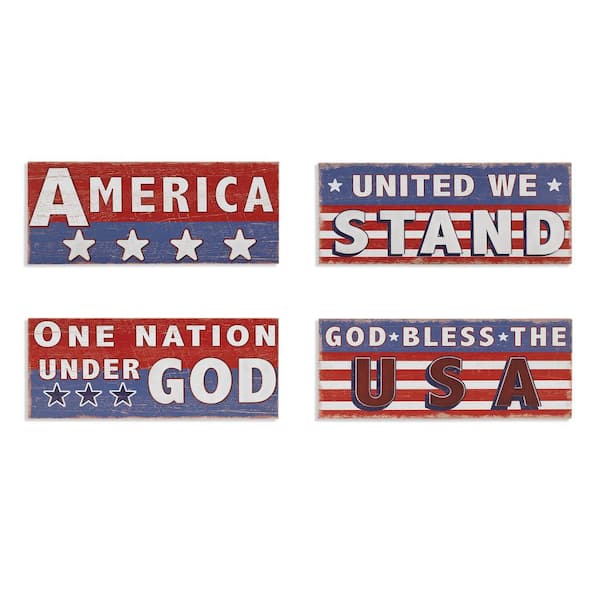 GERSON INTERNATIONAL 7.87 in. H Assorted Wooden Americana Wall Decor (Set of 4)