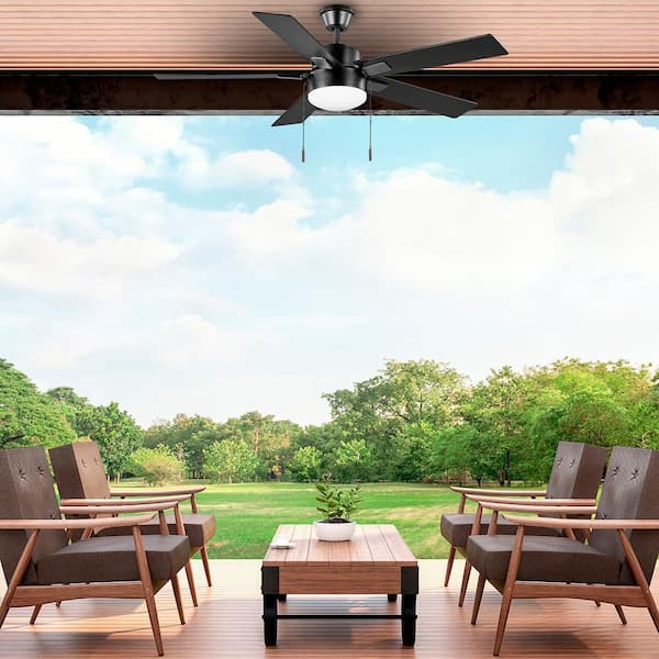 52 in. Corwin Indoor/Outdoor Matte Black LED Ceiling Fan with Light Kit