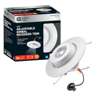 6 in. Gimbal Light Adjustable Beam Angle Bulb Direction Integrated LED Recessed Light Trim 670 Lumens 3000K Soft White