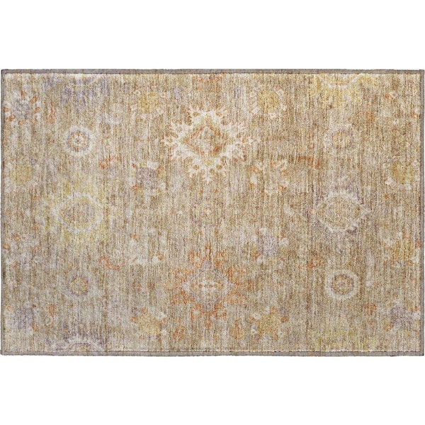 Mayfield Premium Machine Washable Abstract AMF1927 Beige 2 ft. x 3 ft. Accent Rug