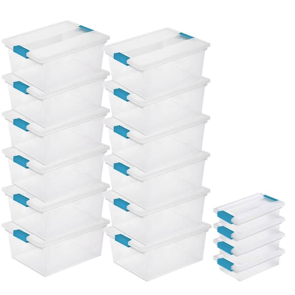 Sterilite Deep Clip Storage Box Container (8 Pack) + Small Clip Box (8 Pack)