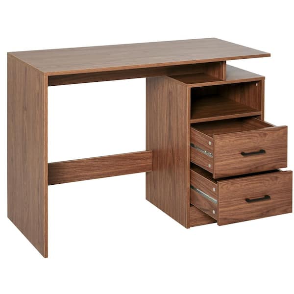 HomCom 42.25 in. Brown 2-Drawer Compact Writing Computer Desk