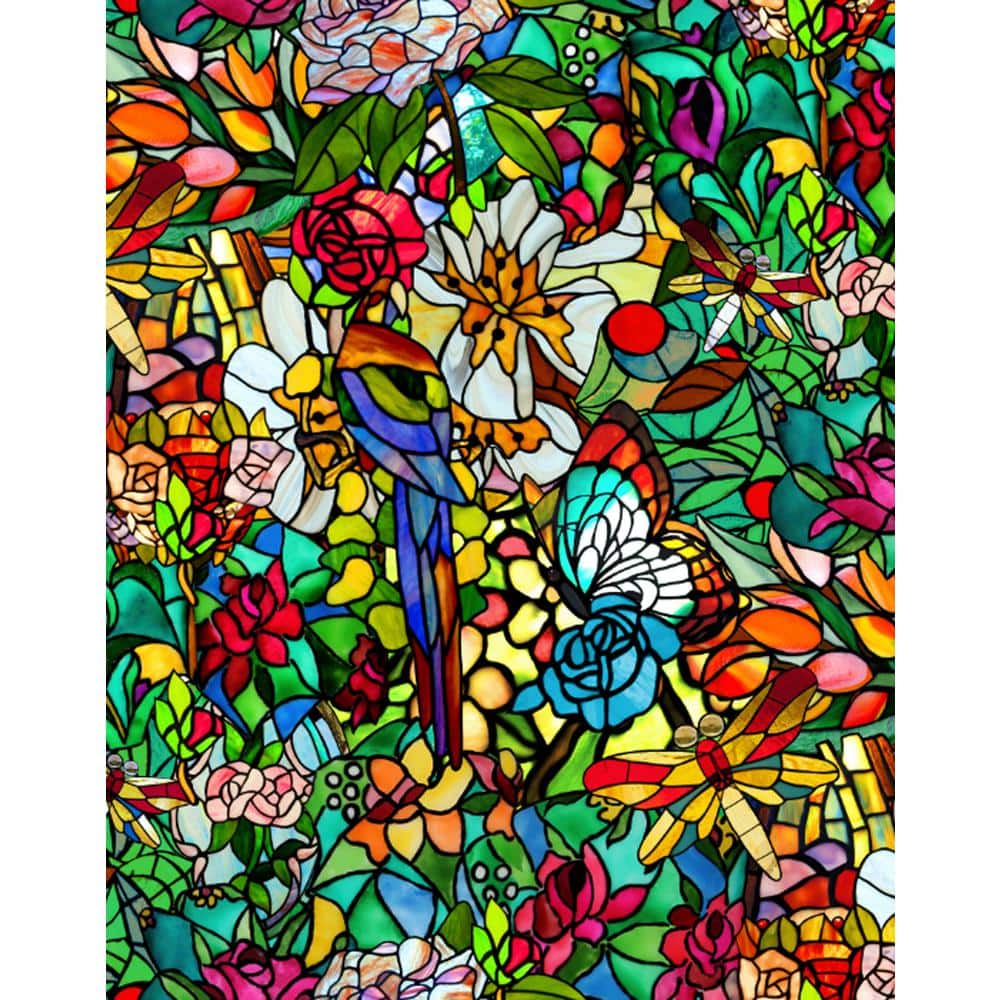 Tulia also Known As Spring Chapel Stained Glass Multi-Color self adhesive F