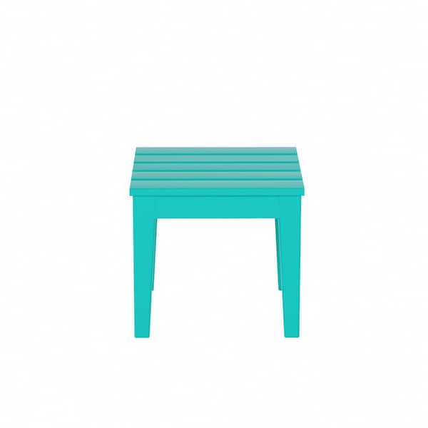 Shoreside Turquoise Square HDPE Plastic 18 in. Modern Outdoor Side Table