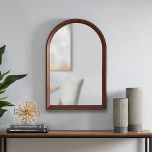 Medium Modern Arched Walnut Framed Mirror (20 in. W x 30 in H)