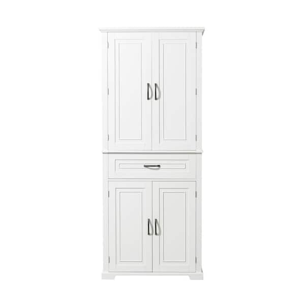 29.9 in. W x 15.7 in. D x 72 in. H White MDF Freestanding Linen Cabinet with Adjustable Shelf